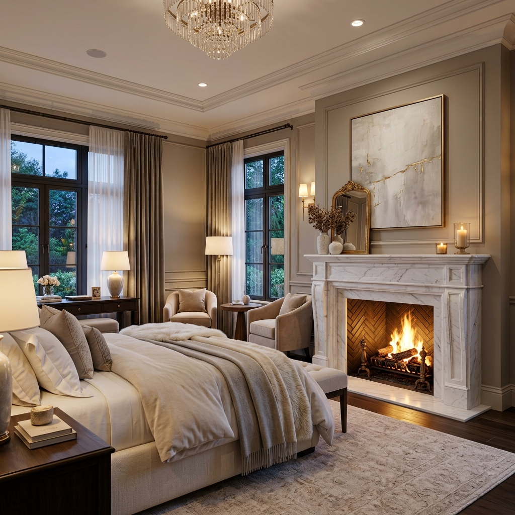Luxury Suite Fireplace Bedroom
