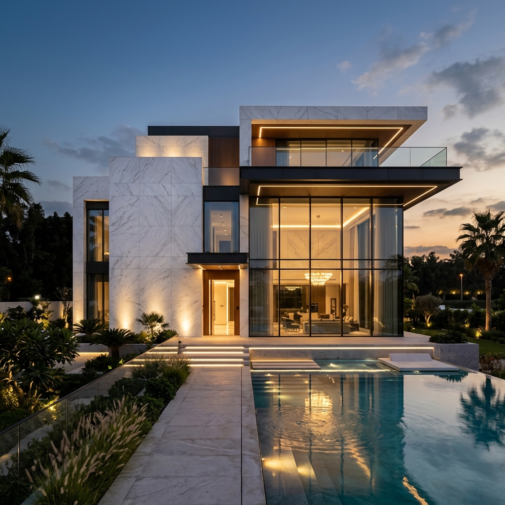 Modern Villa Marble Facade