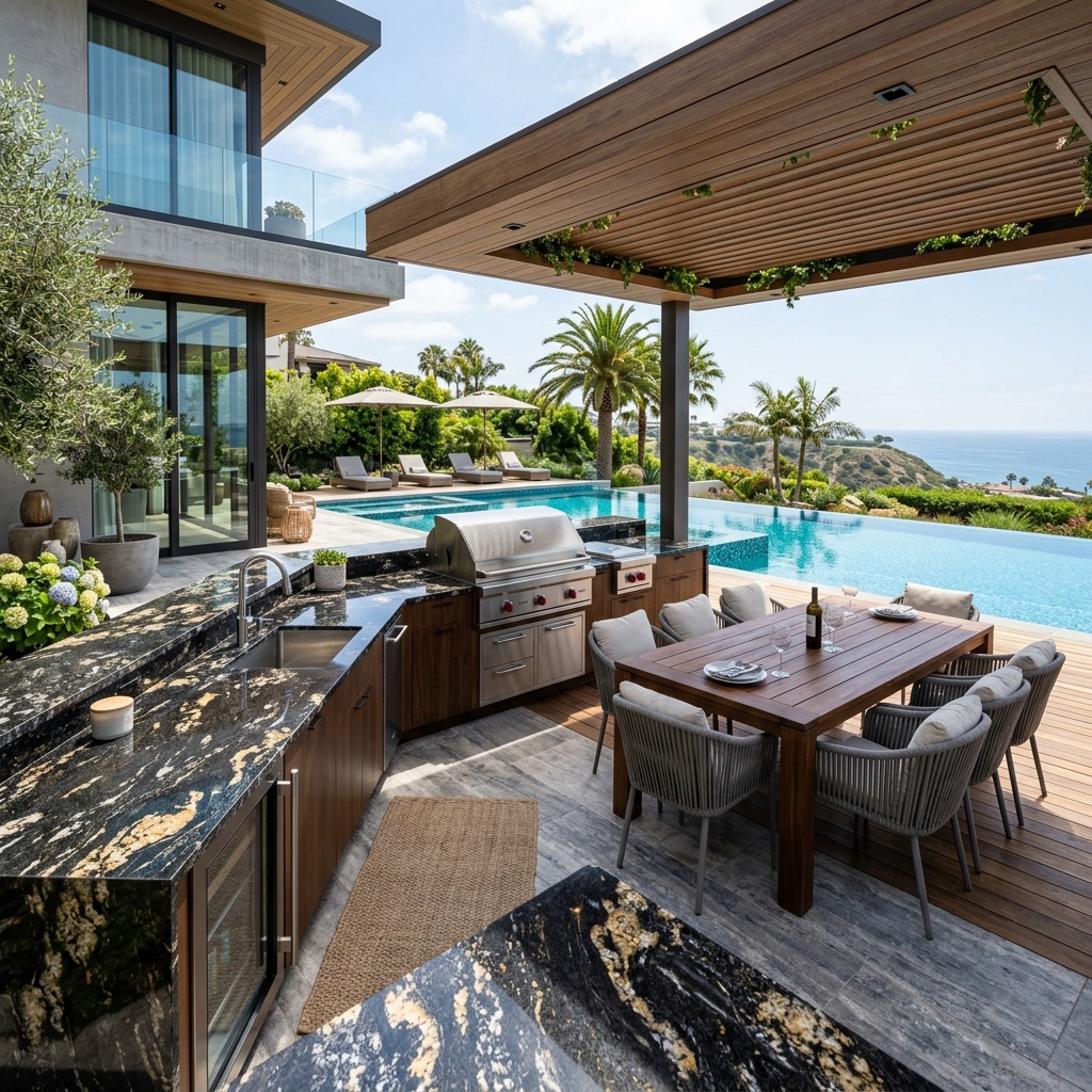 Modern Cosmic Black Outdoor Kitchen